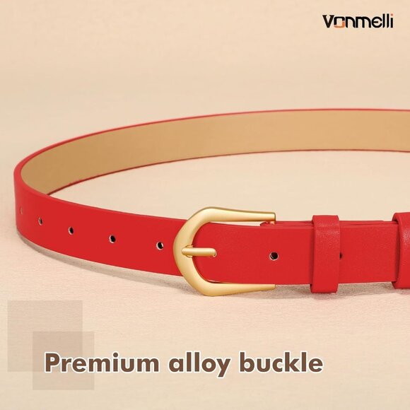 4 Pack Women's Thin Leather Belt Waist Belts  Jeans Dress with Gold Buckle 6 - Picture 2 of 6